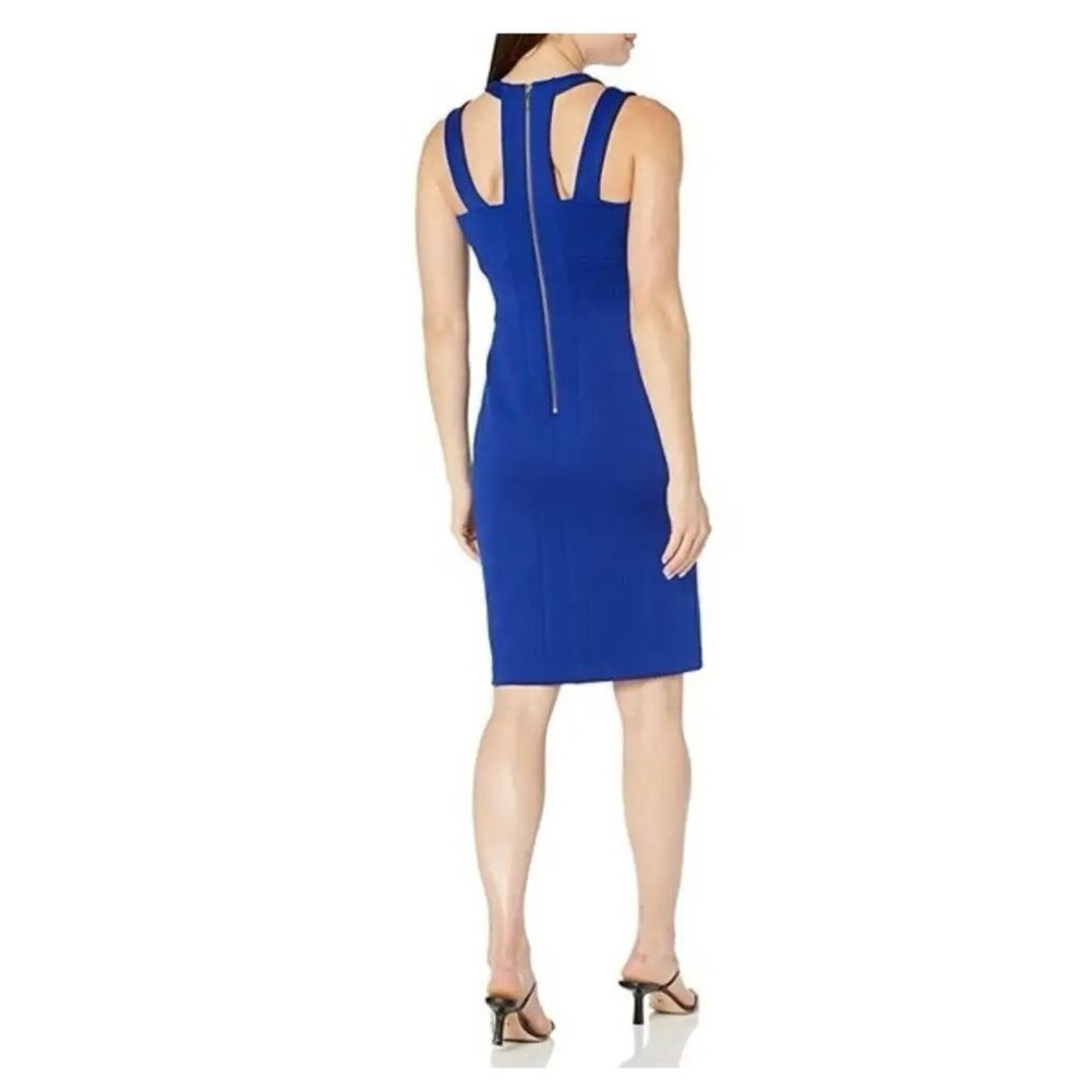 Calvin‎ Klein Dress Womens 8 Royal Blue Shift Sleeveless Cut Out Form Fit - Picture 2 of 14